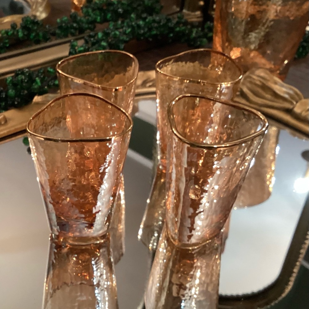 Anthropologie hand painted shot glasses Zara collection set of 2 new in box.